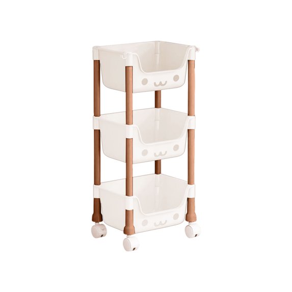 YIKA Large Floor Shelving Unit 3-Tier Mobile Storage Cart on Wheels Adjustable Tier Shelves Rolling Utility Cart Wheels for Kitchen Bathroom Office Living Room Storage Rack Organizer Cart