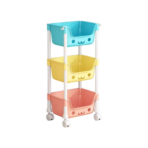 YIKA Large Floor Shelving Unit 3-Tier Mobile Storage Cart on Wheels Adjustable Tier Shelves Rolling Utility Cart Wheels for Kitchen Bathroom Office Living Room Storage Rack Organizer Cart