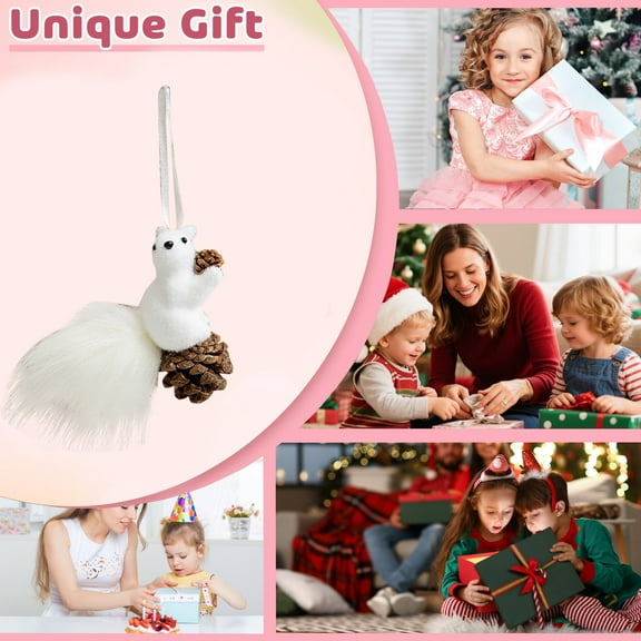 YIKA Lifelike Squirrels Ornament Creatives Hanging Decor For Christmas Tree Desktop Mini Figurine Display