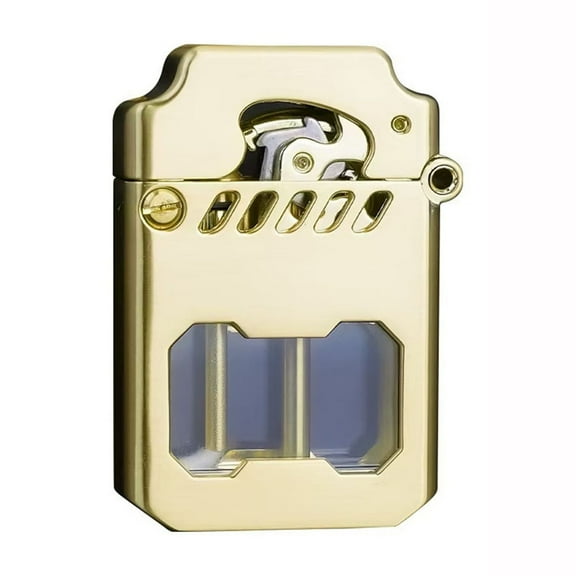 YIKA Mecha Metal Rocker Lighter Transparent Tank Kerosene Lighter Metal Portable Lighter Windproof Lighter Gold