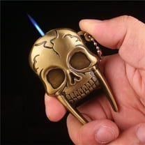 YIKA Metal Skull Shape Lighter Personalized Ghost Head Windproof Inflatable Lighter Wholesale Yellow