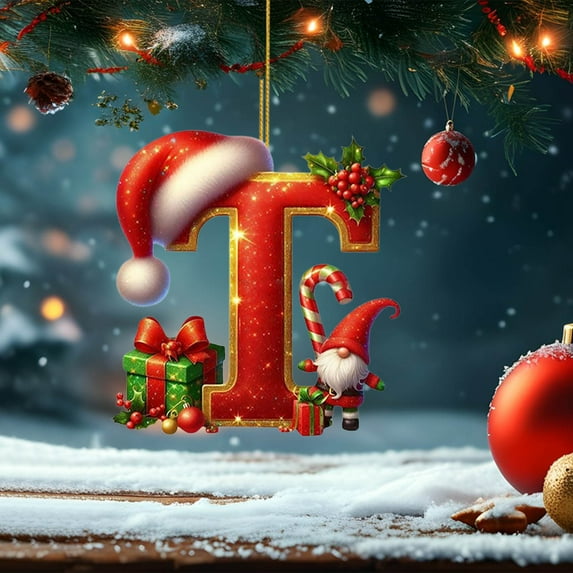 YIKA Personalized Christmas Ornaments 26 Letters Christmas Tree Decoration Pendant Christmas Tree Ornaments Personalized DIY Christmas Decoration Xmas Tree Hanging Decor Feature T