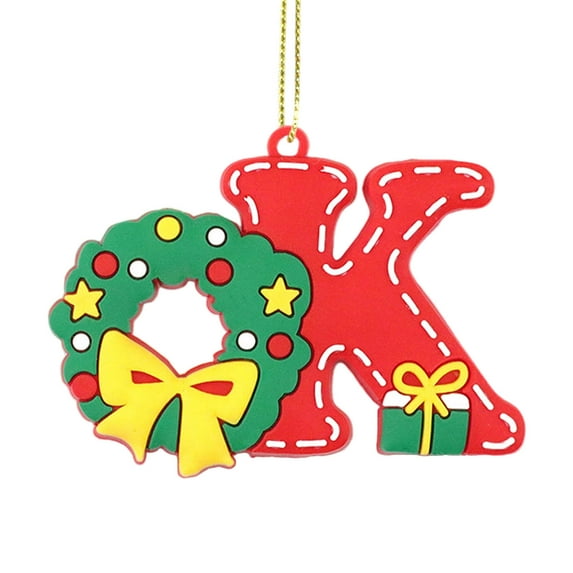 YIKA Personalized Christmas Ornaments 26-Style Christmas Tree Ornaments Set With English Uppercase Letters K