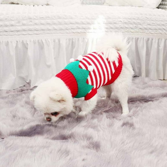 YIKA Pet Dog Dog Clothes Winter Clothing Puppy Clothing Christmas Knitted Sweater Christmas Decorations Green
