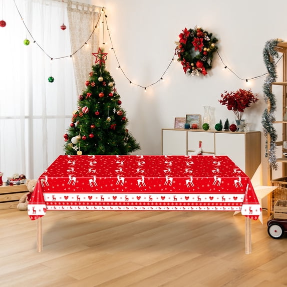 YIKA Plastic Tablecloth Chrismas Themed Tableware With Chrismas Tree Patterns Suitable For Party Decoration And Catering Christmas Decoration D