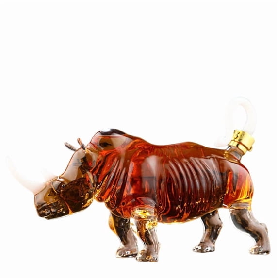 YIKA Rhino-shaped Whiskey Bottle 35.5oz High Borosilicate Glass Decanter with Animal Design,Liquor Bottle for Bourbon, Scotch or Gift