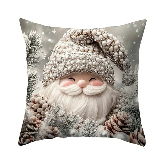 YIKA Santa Claus Christmas Tree Snowflake Elk pillow Christmas Pillow Covers 17.7x17.7 Inches Decorative Pillow Cases With Soft Fabric Hidden Zipper For Home Decor Cushion Throw Pillow 4 pieces