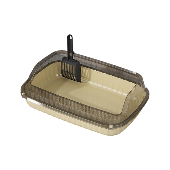 YIKA Semi Enclosed High Bar Cats Litter Box With Splashs Proof Designs For Cats And Cats Shovel Suitable For Home Cats Light yellow