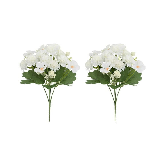 YIKA Simulation Flower 2pcs Artificial Flowers Fall Home Table Decoration Fake Flowers Bouquet For Wedding Decor Home Realistic Fake Flowers Festival Decorations White