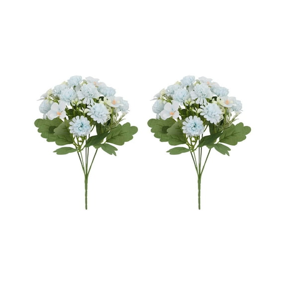 YIKA Simulation Flower 2pcs Artificial Flowers Fall Home Table Decoration Fake Flowers Bouquet For Wedding Decor Home Realistic Fake Flowers Festival Decorations Blue