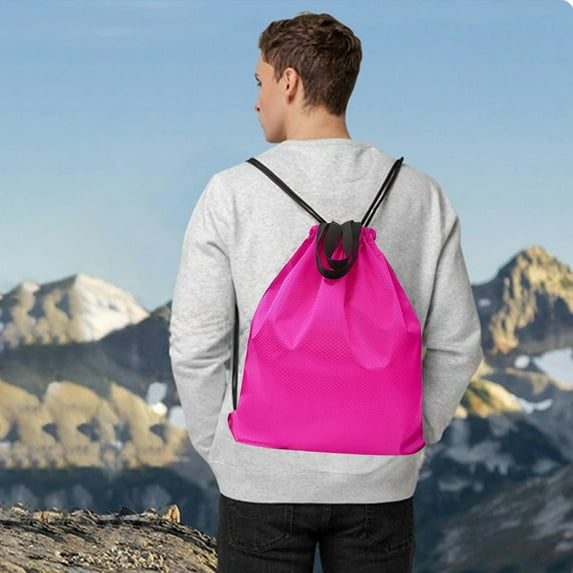 YIKA Storage Bags Multi Functional Waterproof Sports Drawstring Backpack - Oxfords Cloth Fitness Travel Storage Bag Moving Supplies Travel & Office Storage Hot Pink