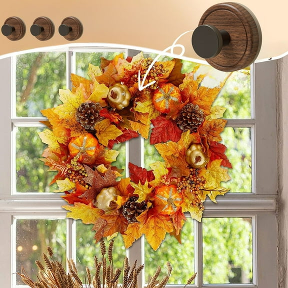 YIKA Suction Cup Wreath And Rattan Hanger For Glass Window/Over Door/Outdoor Christmas/Thanksgiving/Halloween/Easter/Fall/Summer Style Hook C