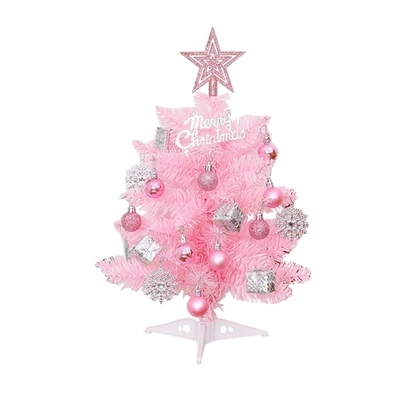 YIKA Tabletop Christmas Tree With Accessories Christmas Party Decoration Artificial Christmas Tree For Christmas Desktop Window Walkway Decoration Indoor Home Party Pink