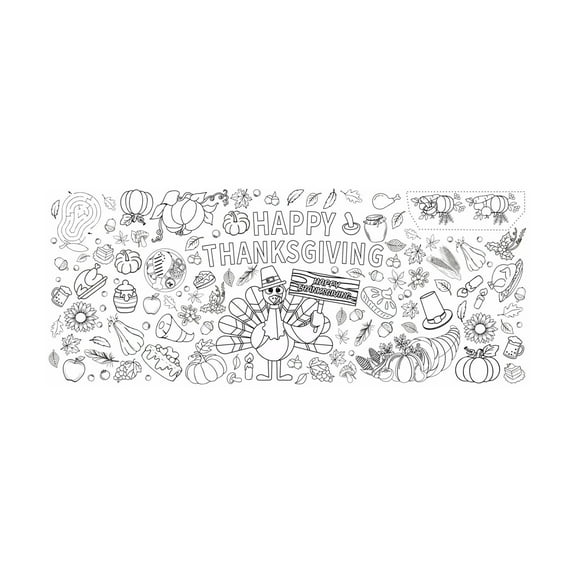 YIKA Thanksgiving Kids Coloring Jumbos Poster Autumns Turkey Pumpkin Decoration Waterproof Background Wallpaper Graffiti Tablecloth A