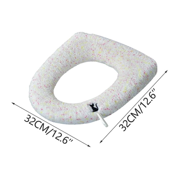 YIKA Thickened Small Floral Faux Furs Toilet Seat Cushion With Handles