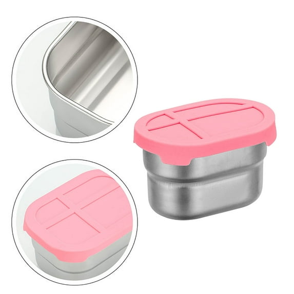 YIKA Tupperware Container 304 Stainless Steel Crispers Bento For Dipping Dishs Kitchen Storage Pink