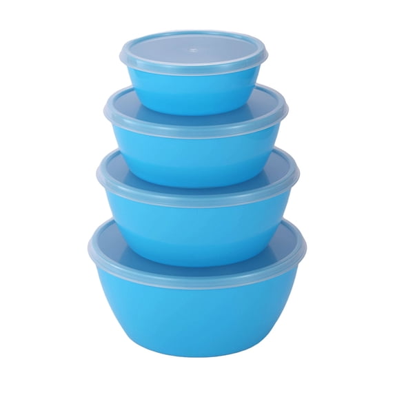YIKA Plastic Food Storage Set with Lids, Multi Color, 4 Count, Best Used for Leftover Storage and Reheating, Fridge Kitchen Storage