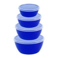 thumbnail image 1 of YIKA Tupperware Container Bowl With Lid For Freshness And Cutlery Stackable 4-piece Set In The Fridge Kitchen Storage Blue, 1 of 9