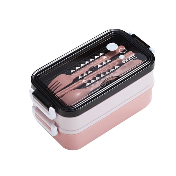 YIKA Tupperware Container Double Layer Microwave Lunch Box Insulation For Takeout Meals For Students And Office Workers Portable Sealed Food Storage Box High Temperature Resistants Storage Pink