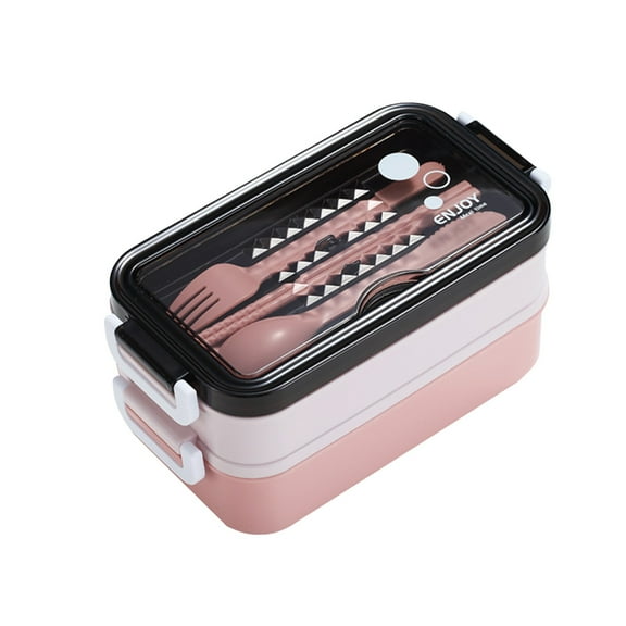 YIKA Tupperware Container Double Layer Microwave Lunch Box Insulation For Takeout Meals For Students And Office Workers Portable Sealed Food Storage Box High Temperature Resistants Storage Pink