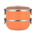 thumbnail image 1 of YIKA Tupperware Container Double-layer Portable Lunch Box Circular Fresh-keeping Box Stainless Steel Insulated Student Office Worker Lunch Box Bento Boxes Kitchen Storage Orange, 1 of 6