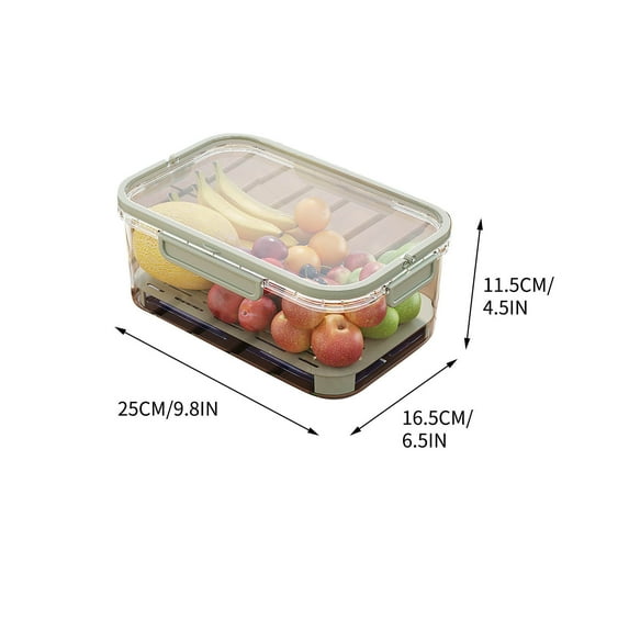 YIKA Tupperware Container Food Grade Portable Fresh-keeping Box Plastic Portable Outdoor Picnic Box Large Rectangular Refrigerator Storage Sealed Box Refrigeration Kitchen Storage Green