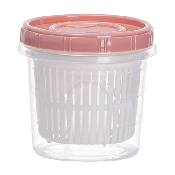 YIKA Tupperware Container Fruit And Vegetable Fresh-keeping Box Kitchen Refrigerator Plastic Food Sealing Box Drains Chopped Green Onions Ginger Garlic Paste Storage Box Kitchen Storage Pink