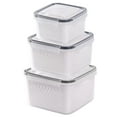 thumbnail image 1 of YIKA Tupperware Container Fruit Vegetable Storage Containers For Fridge Draining Fresh Containers 3 In 1 Produce Storage Containers Large Organizer Bins Kitchen Storage White, 1 of 8