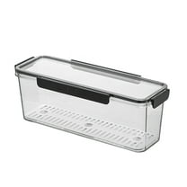 YIKA Tupperware Container Long Strip Refrigerator Organizer Food Grade Storage Box With Drainage Shelf Kitchen Storage L