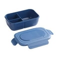 thumbnail image 1 of YIKA Tupperware Container Microwaveable Silicone Lunch Box Lunch Bento Box Reduced Fats Lunch Box Crispers Compartment Lunch Boxes Kitchen Storage Blue, 1 of 6