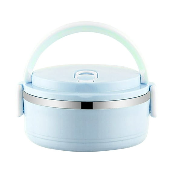 YIKA Tupperware Container Portable Lunch Box Circular Fresh-keeping Box Stainless Steel Insulated Student Office Worker Lunch Box Bento Boxes Kitchen Storage Blue