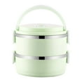 thumbnail image 1 of YIKA Tupperware Container Portable Lunch Box Circular Fresh-keeping Box Stainless Steel Insulated Student Office Worker Lunch Box Bento Boxes Kitchen Storage Green, 1 of 6
