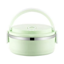 YIKA Tupperware Container Portable Lunch Box Circular Fresh-keeping Box Stainless Steel Insulated Student Office Worker Lunch Box Bento Boxes Kitchen Storage Green