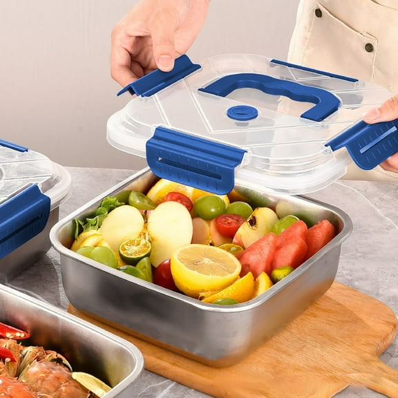 YIKA Tupperware Container Stainless Steel Food Storage Container With Leak Proof Sealing Lid Can Be Cleaned In Dishwasher Oven/freezer/microwave Suitable For Kitchen Stainless Steel Kitchen Storage A