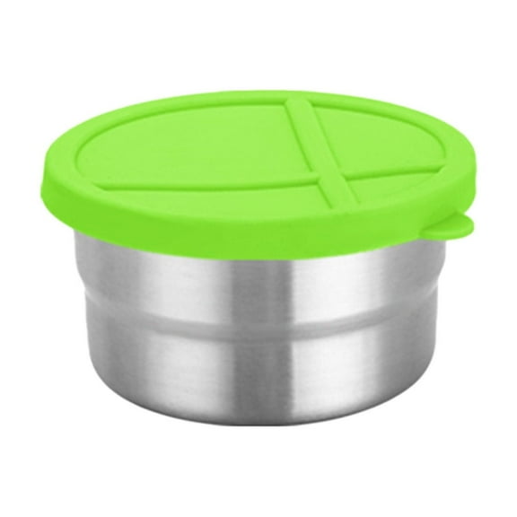 YIKA Tupperware Container Stainless Steel Fresh Keeping Box Children's Lunch Box Dividing Box Silicone Lid Sealed Snack Box Portable Seasoning Box Kitchen Storage Green