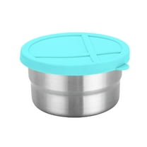 YIKA Tupperware Container Stainless Steel Fresh Keeping Box Children's Lunch Box Dividing Box Silicone Lid Sealed Snack Box Portable Seasoning Box Kitchen Storage Sky Blue