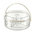 thumbnail image 1 of YIKA Tupperware Five Compartment Fresh-keeping Fruit Tray With Handle Portable Circular Covered Snack Box For Picnicking And Camping Kitchen Storage Clear, 1 of 9
