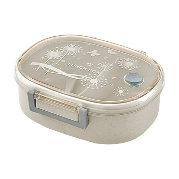 YIKA Tupperware Wheats Straw Layer Lunch Box Mobile Phone Holders Lunch Box Student Office Worker Lunch Box Microwaveable Lunch Box Kitchen Storage Khaki
