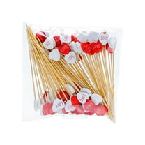 YIKA Valentine's Day Decor Party Supplies Disposable Wooden Fruit Skewers Fruit Forks Customized Heart-Shaped Toothpicks Cocktail Picks Sandwich Skewers Fruit Picks Valentines Day Gifts