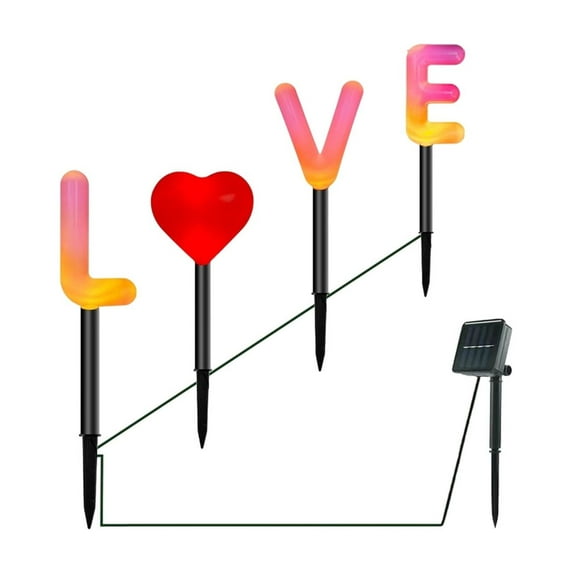 YIKA Valentine's Day Decor Party Supplies LED Valentines's Day Solar Lights Valentines's Day Classic Shape Elementals Holiday Outdoor Garden Yard Decoration One Tow Four Valentines Day Gifts