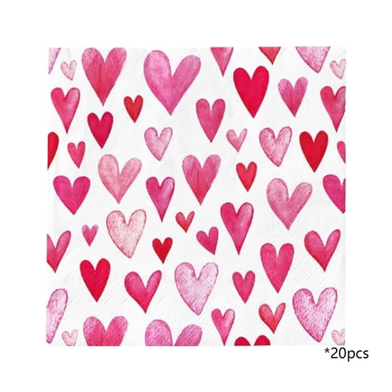 YIKA Valentine's Day Decor Party Supplies Valentines Day Party P-ink Heart Decoration Napkins Couple Dinner Tabletop Arrangement Disposable Paper Napkin Supplies Valentines Day Gifts