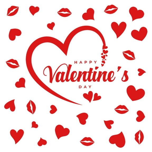 YIKA Valentine's Day Decor Party Supplies Window Decoration Stickers PVC Adhesive Lips Festival Wall Stickers Adhesive Valentines Day Gifts