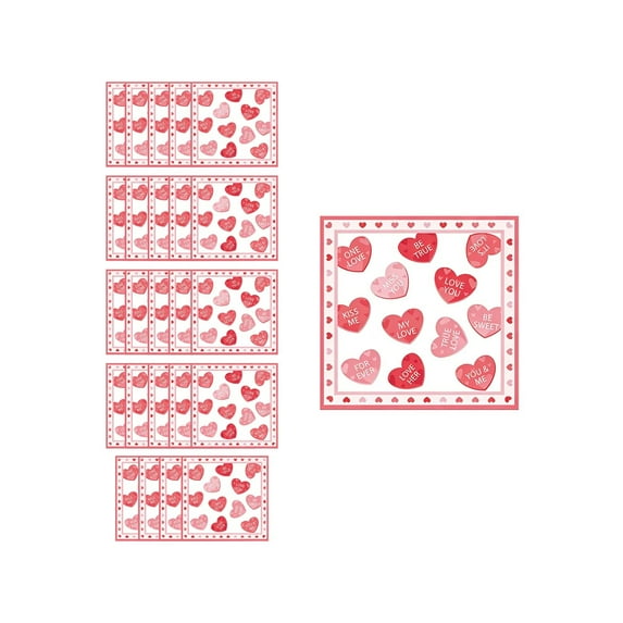 YIKA Valentine's Day Decor Romantic Heart February 14 Festive Theme Party Tableware Disposable 7-inchs 9-inchs Paper Plates Paper Cup Tissue Set Of Party-Themed Paper Plates Valentines Day Gifts