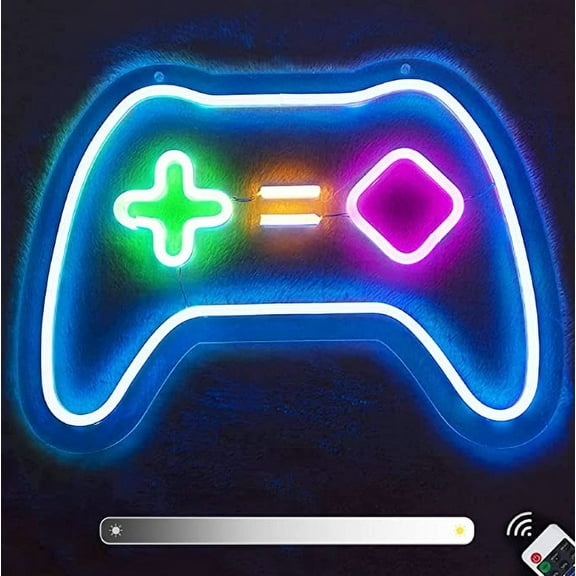 YIKBIK Game Shaped Neon Signs Neon Lights LED Neon Signs for Wall Decor 14.57''x 11'' Gamepad Neon Signs for Bedroom Children Gaming Zone Party Decoration (Remote control)