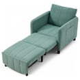 thumbnail image 1 of YIKEMA 4-in-1 Convertible Sleeper Chair Bed, 84 Inch Extra Long Pull Out Sofa for Tall Guests, Adjustable Backrest Lounge with Side Storage & Metal Frame, 500 lbs Capacity, Blue, 1 of 8