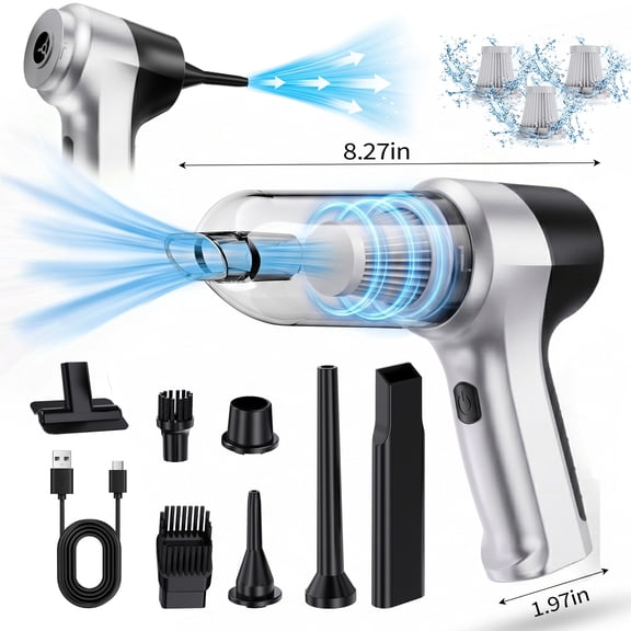 YIKEXINCHEN Handheld Car Vacuum Cleaner Cordless,4-in-1 Portable Mini Household Compact Vacuum Cleaner with 6 Attachments for Car