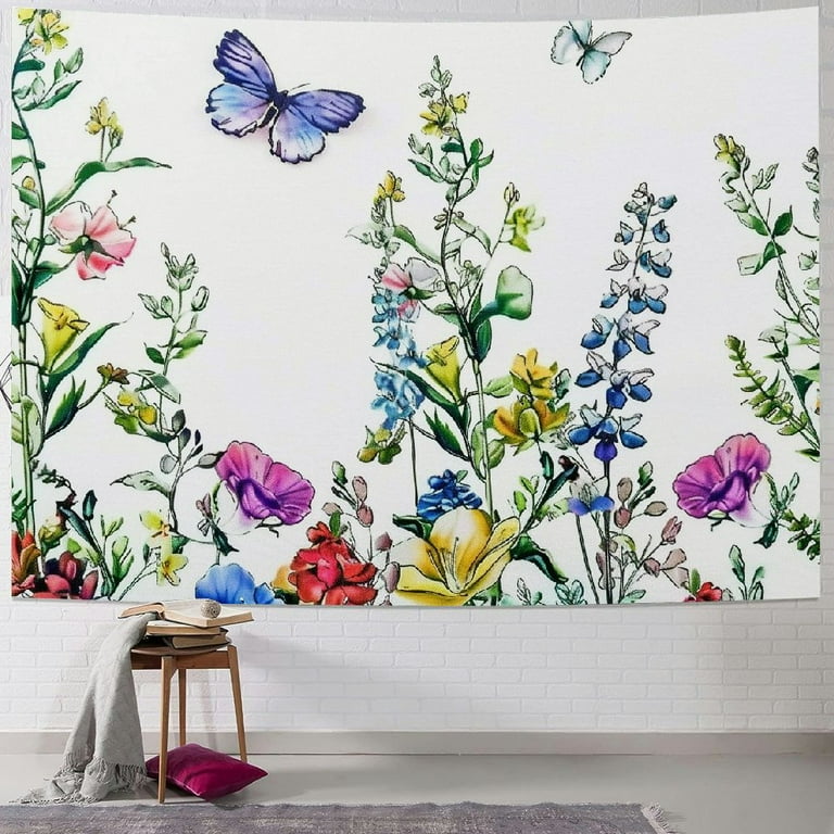 YIKUMA Floral Tapestry Flower Tapestry Wall Hanging Spring Tapestry Colorful Plant Wildflower Nature Wall Tapestry Botanical Herbs Vintage Tapestry for Bedroom Living Room Dorm Painting Walmart