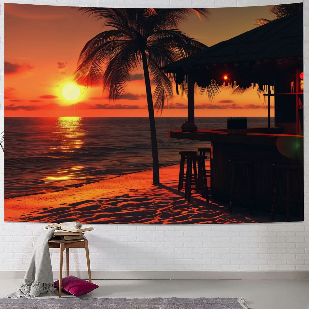 YIKUMA Sunset and Beach Tapestry for Living Room Bedroom Dorm Decoration Painting Walmart