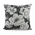 YIKUMA Throw Pillow Cover Black and White with Floral Bouquet of Roses