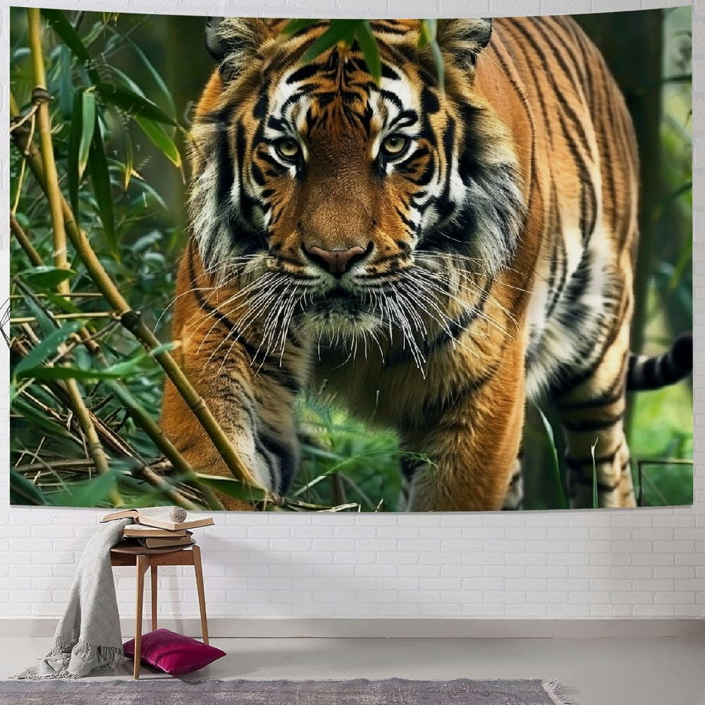 YIKUMA Tiger Tapestry Jungle King Animals Wall Hanging Tapestry for Bedroom Living Room Dorm Man Cave Background Painting
